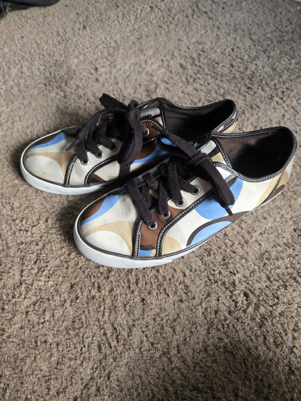 Coach Dalia Women's Low-Top Sneakers in Blue, Brown & Tan